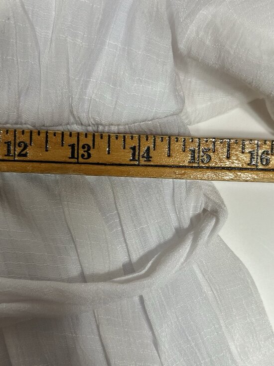 Alyx Dress Embroidered White Butterfly Sleeve Asymetrical Hem Crinkle Belt Sz 12 - Picture 12 of 13